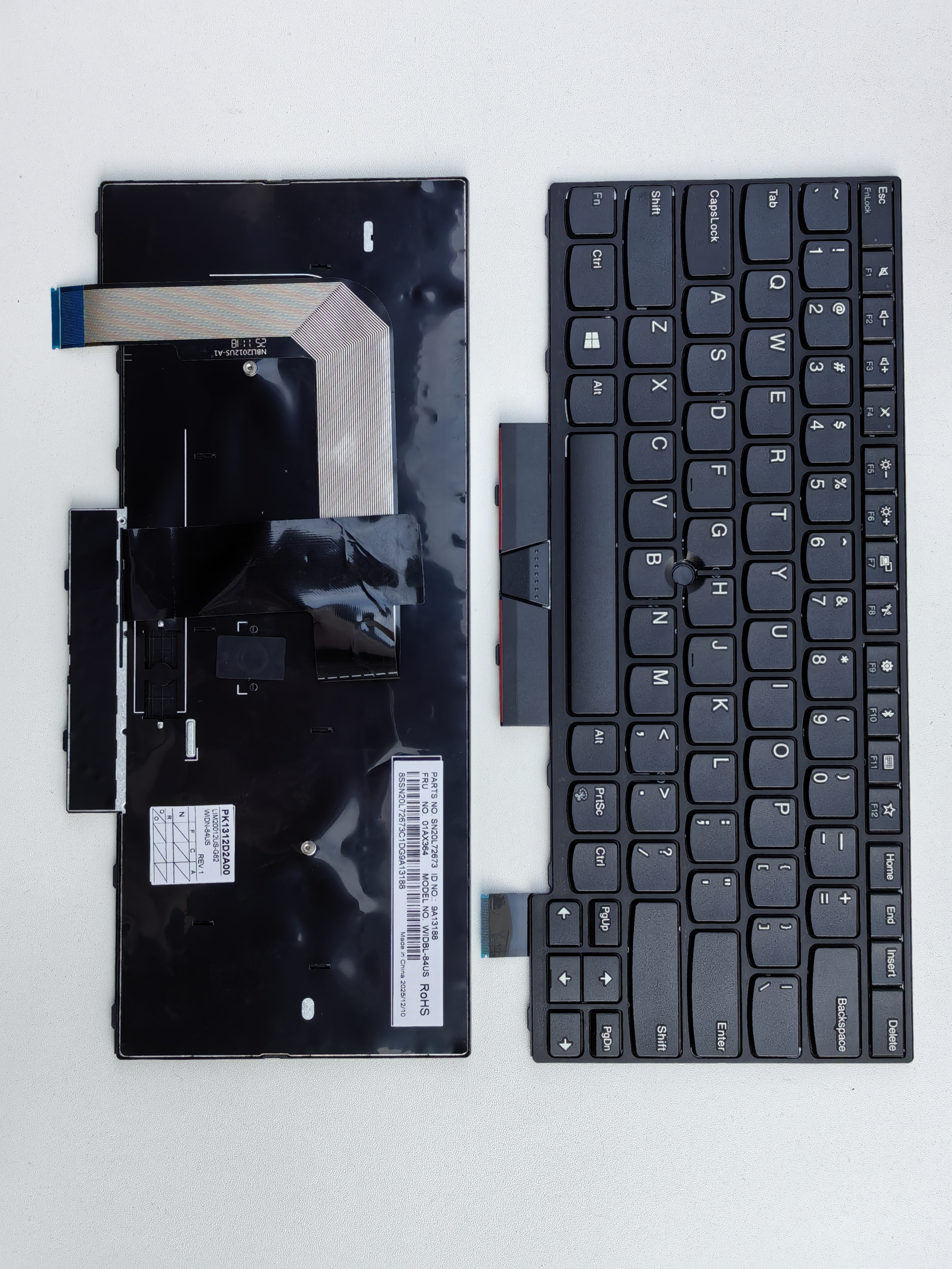 Picture of New Replacement Laptop Keyboard For IBM T470/T480/SK full light/A475/A485 BLACK FRAME BLACK With hole (OEM) US Layout